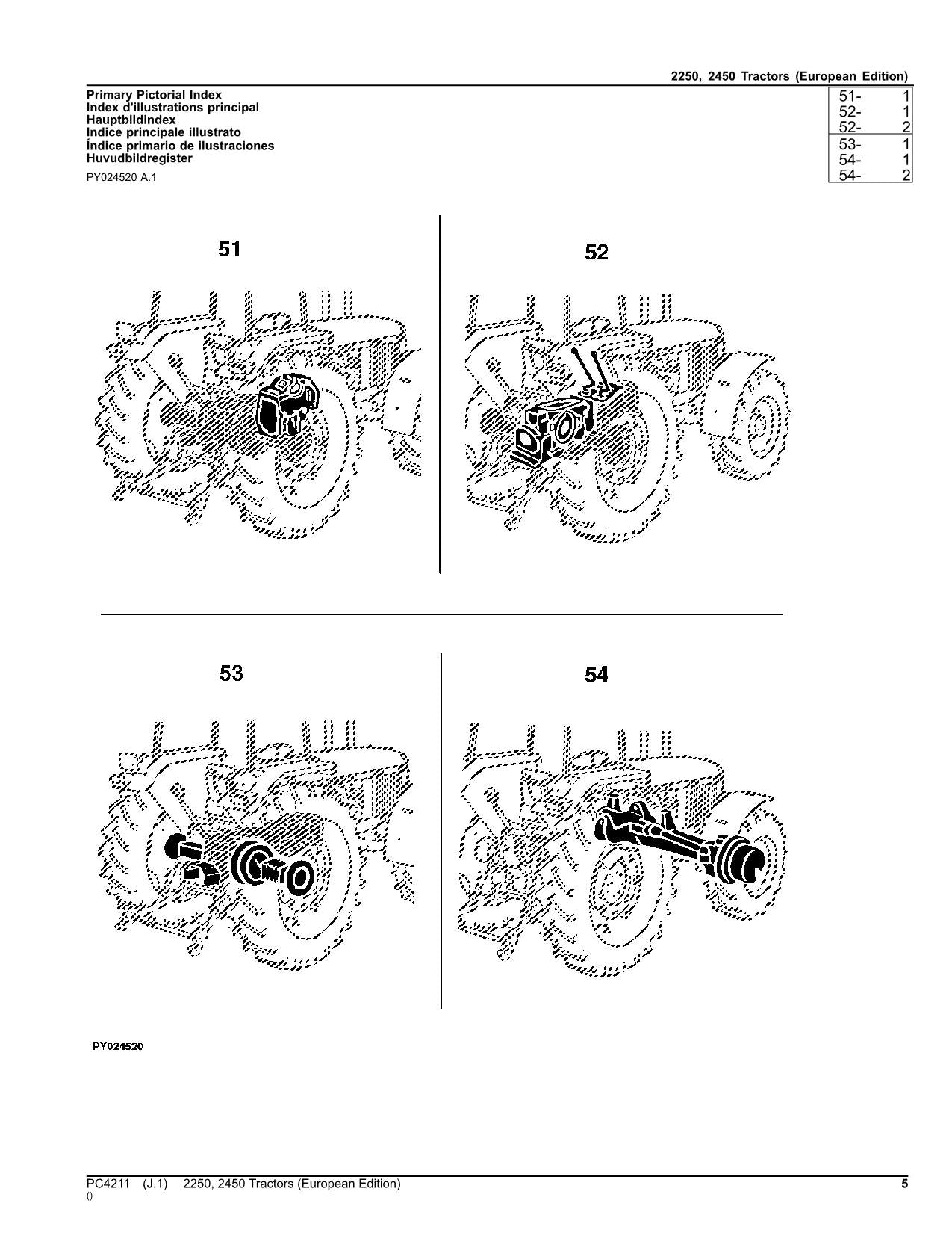 JOHN DEERE 2250 2450 TRACTOR PARTS CATALOG MANUAL