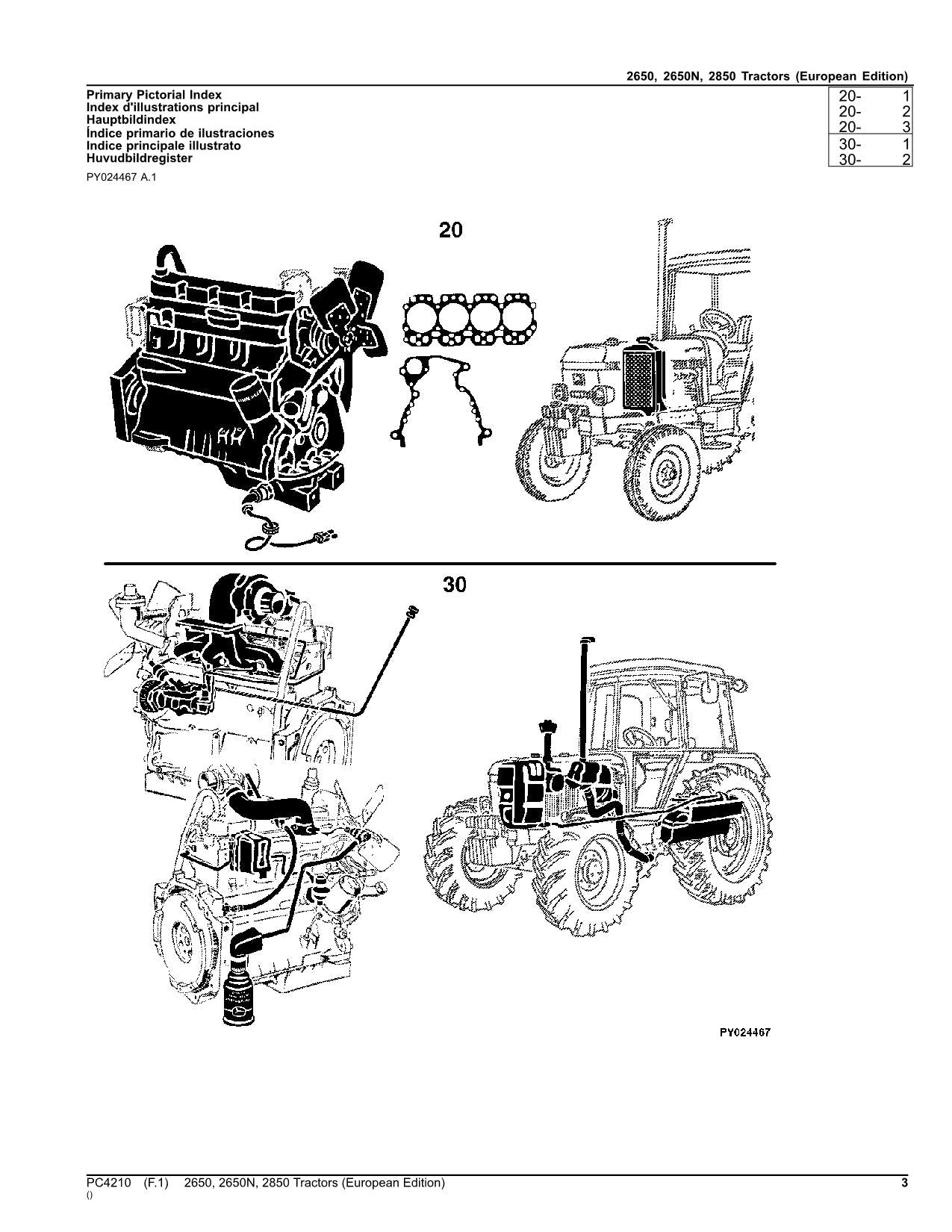 JOHN DEERE 2650 2650N 2850 TRACTOR PARTS CATALOG MANUAL