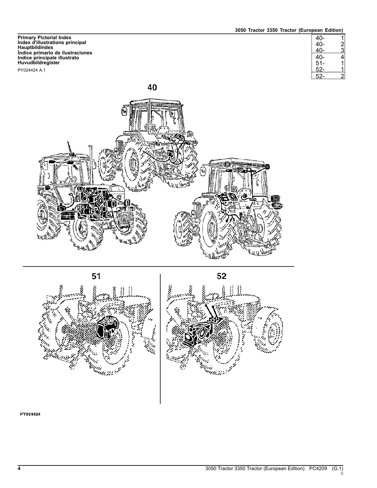 JOHN DEERE 3050 3350 TRACTOR PARTS CATALOG MANUAL