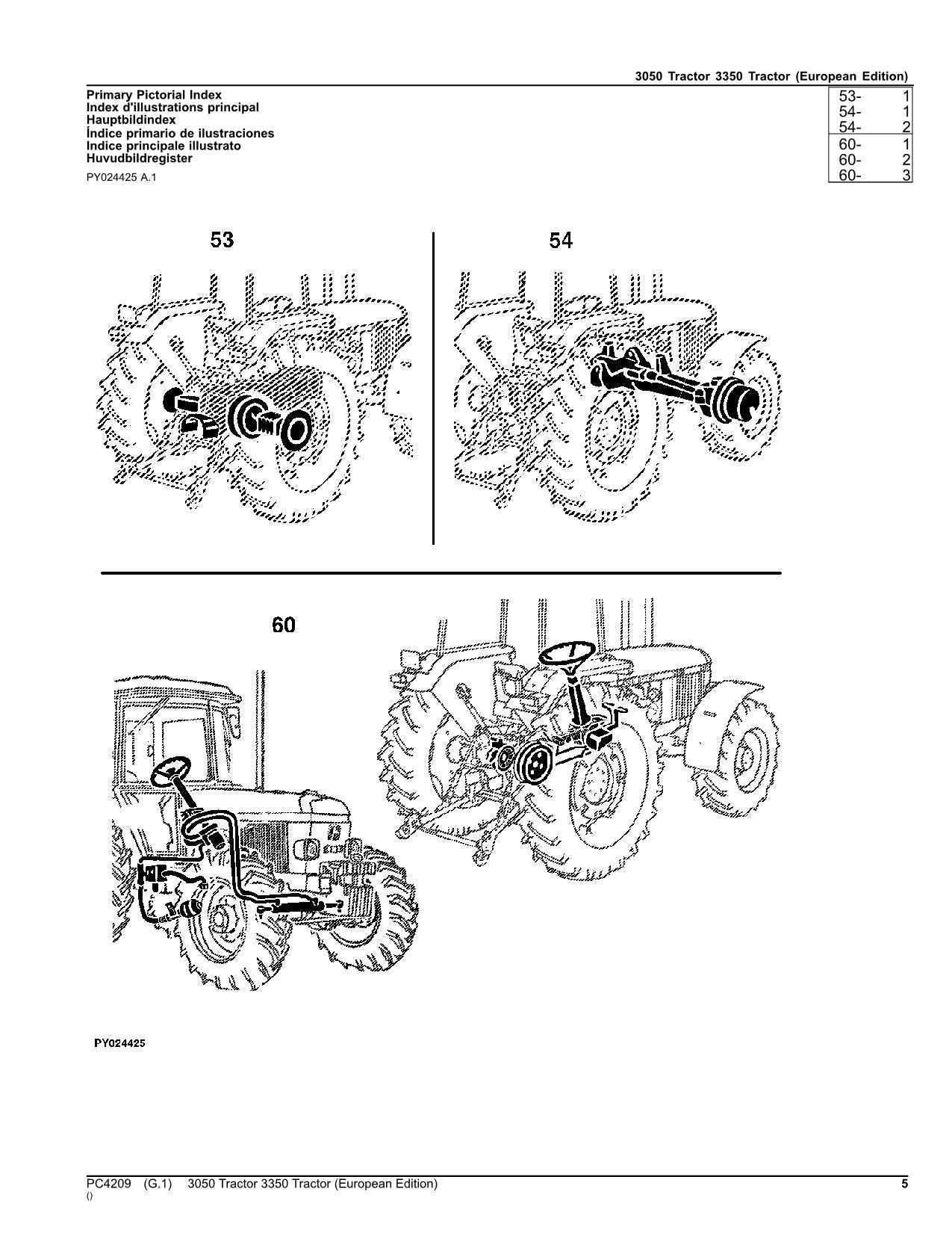 JOHN DEERE 3050 3350 TRACTOR PARTS CATALOG MANUAL