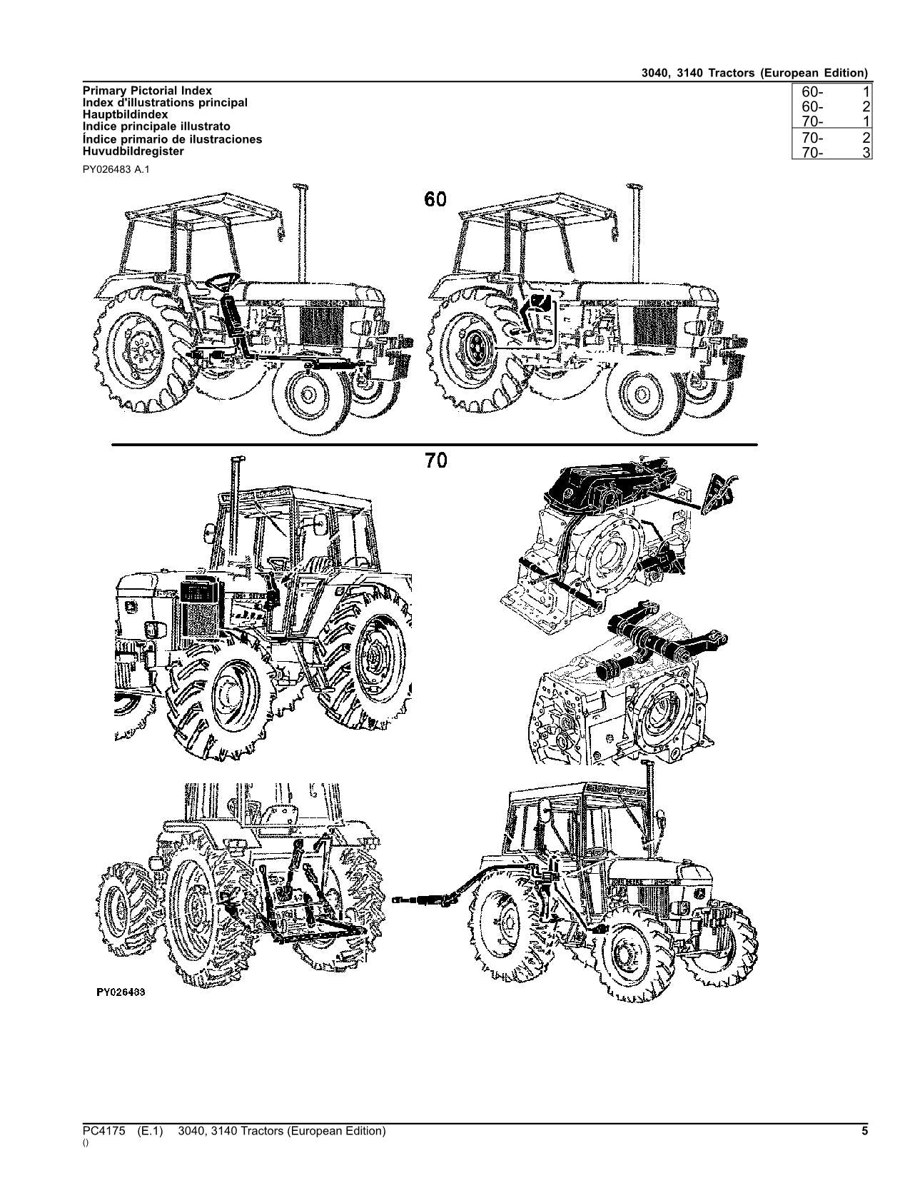 JOHN DEERE 3040 3140 TRACTOR PARTS CATALOG MANUAL EUROPEAN PC4175