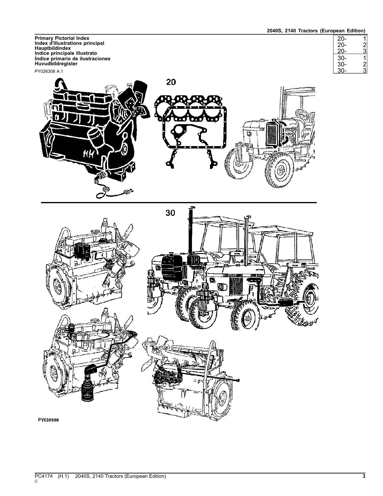 JOHN DEERE 2040S 2140 TRACTOR PARTS CATALOG MANUAL EUROPEAN EDITION