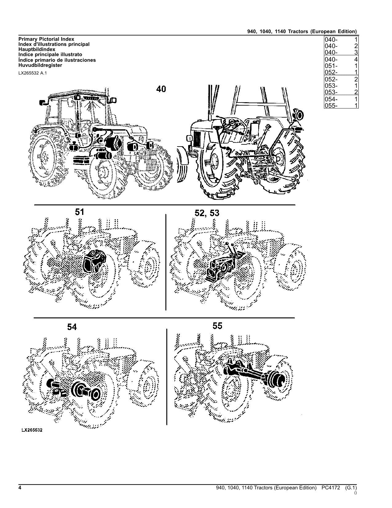 JOHN DEERE 940 1040 1140 TRACTOR PARTS CATALOG MANUAL