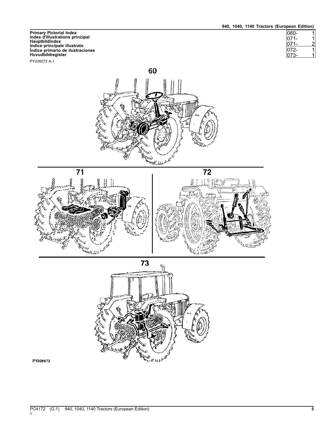 MANUEL DU CATALOGUE DES PIÈCES DE RECHANGE POUR TRACTEUR JOHN DEERE 940 1040 1140