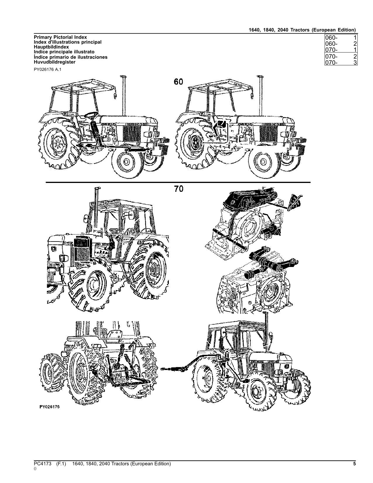 JOHN DEERE 1640 1840 2040 TRAKTOR TEILEKATALOGHANDBUCH