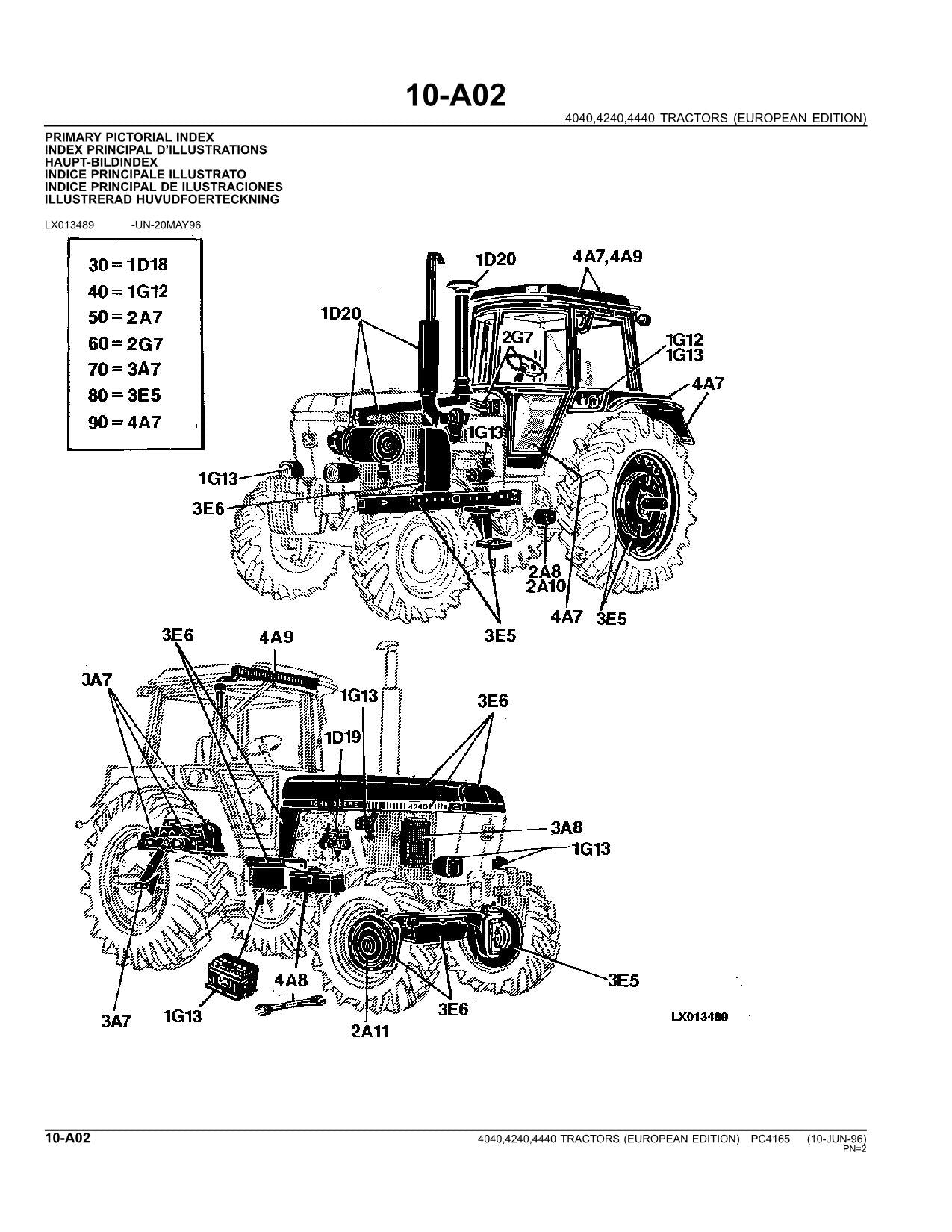 MANUEL DU CATALOGUE DES PIÈCES DE RECHANGE POUR TRACTEUR JOHN DEERE 4040 4240 4440 PC4165