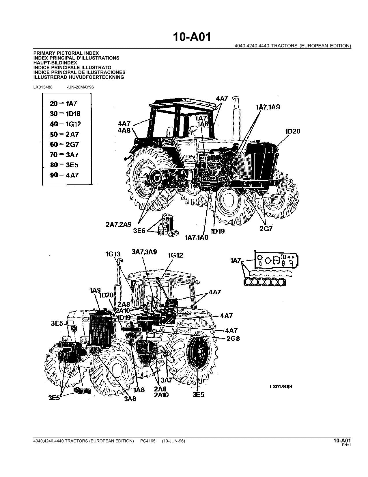 MANUEL DU CATALOGUE DES PIÈCES DE RECHANGE POUR TRACTEUR JOHN DEERE 4040 4240 4440 PC4165