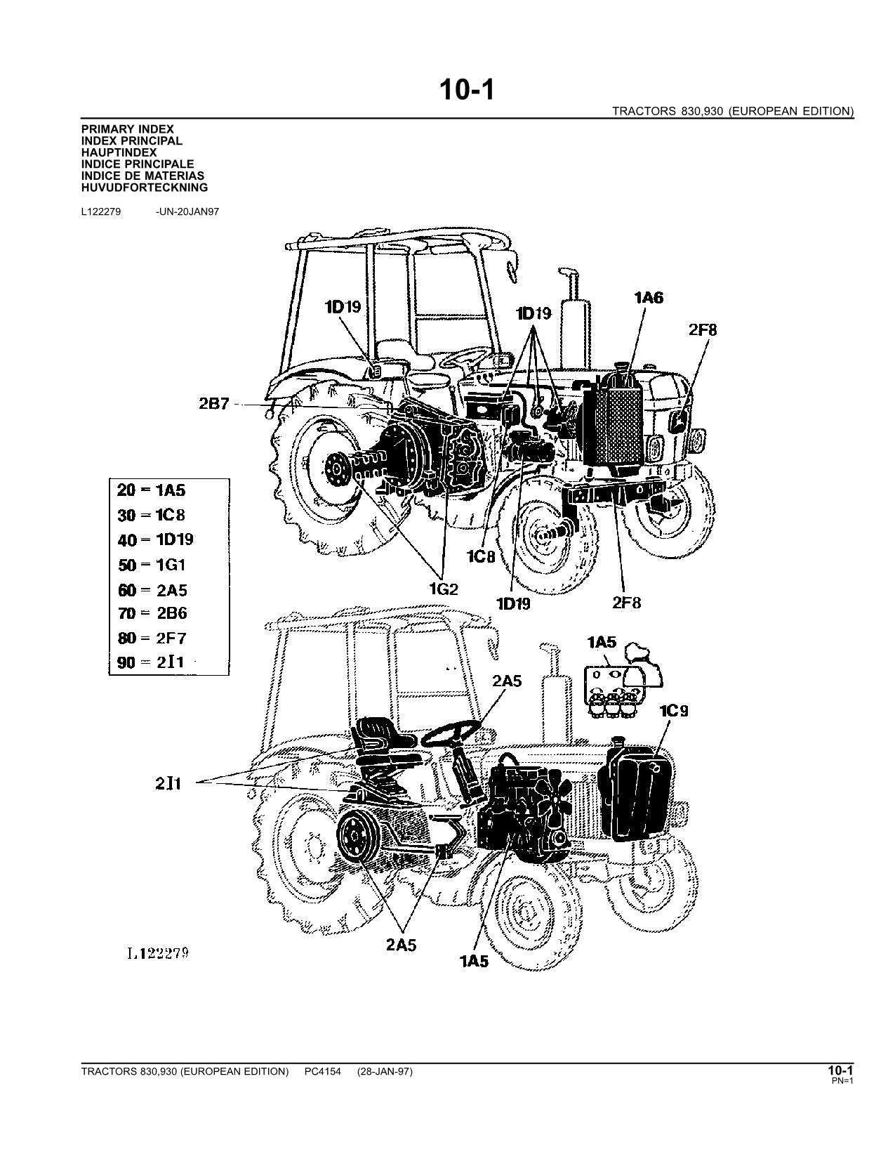 JOHN DEERE 830 930 TRACTOR PARTS CATALOG MANUAL