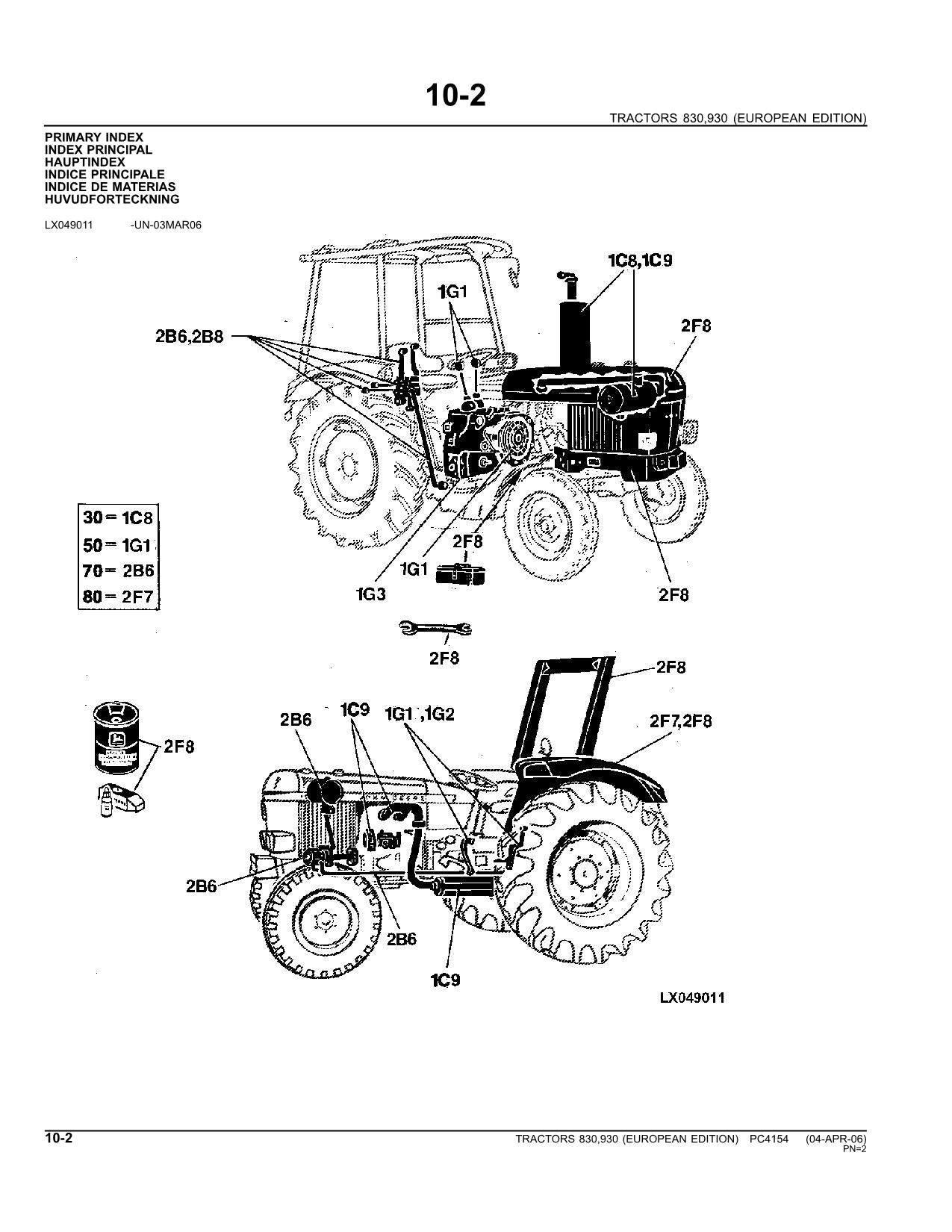 MANUEL DU CATALOGUE DES PIÈCES DE RECHANGE POUR TRACTEUR JOHN DEERE 830 930