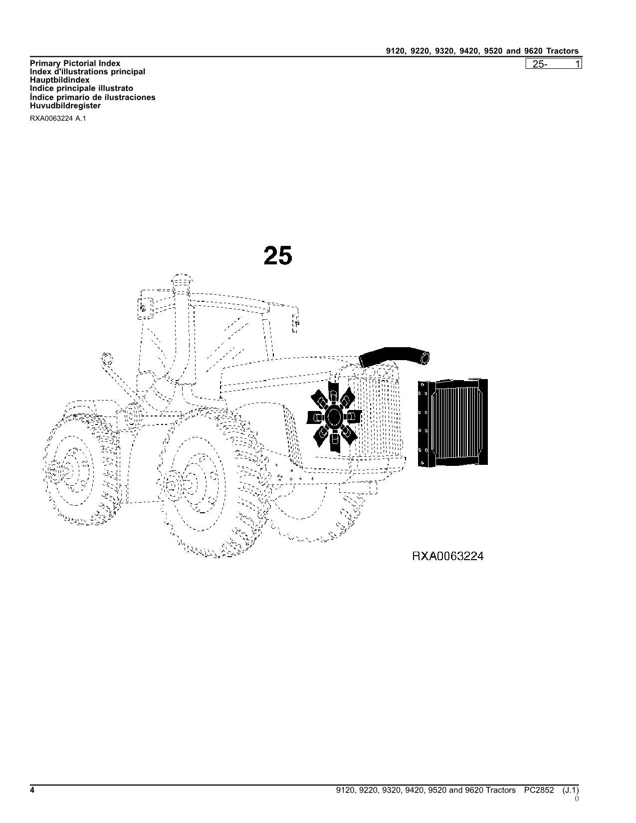 JOHN DEERE 9120 9220 9320 9420 9520 9620 TRACTOR PARTS CATALOG MANUAL