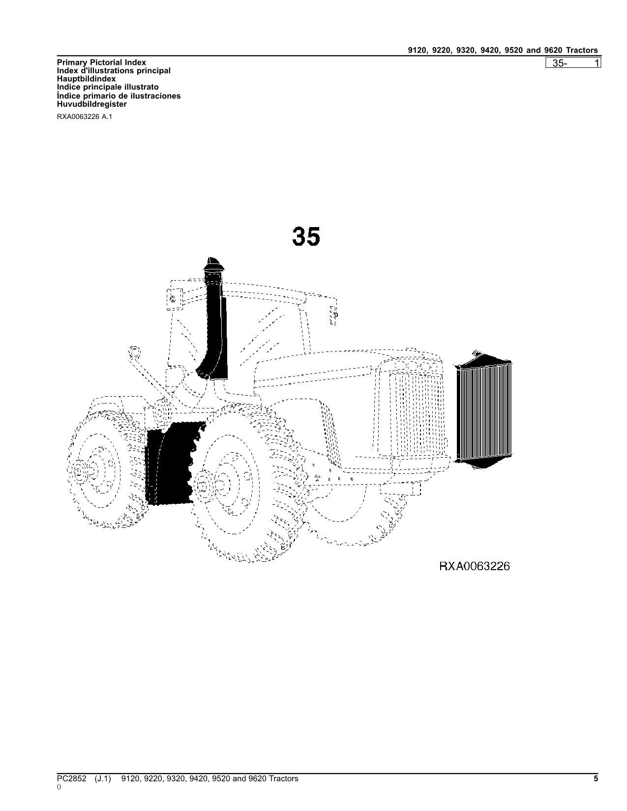 JOHN DEERE 9120 9220 9320 9420 9520 9620 TRACTOR PARTS CATALOG MANUAL