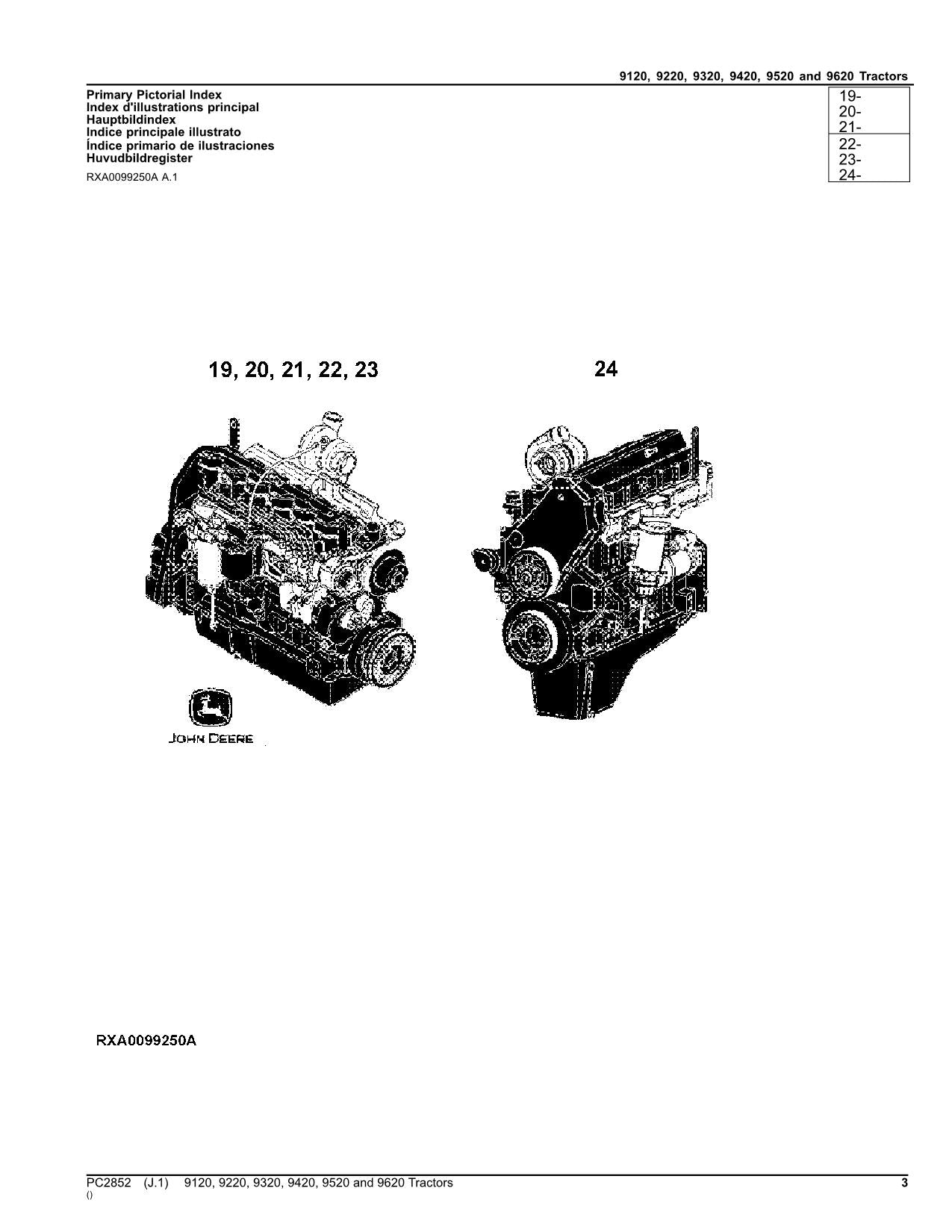 JOHN DEERE 9120 9220 9320 9420 9520 9620 TRACTOR PARTS CATALOG MANUAL