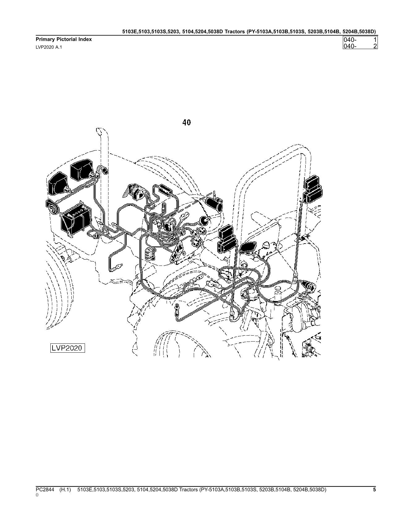 JOHN DEERE 5038D 5103E 5103 5103S 5203 5104 5204 TRACTOR PARTS CATALOG MANUAL