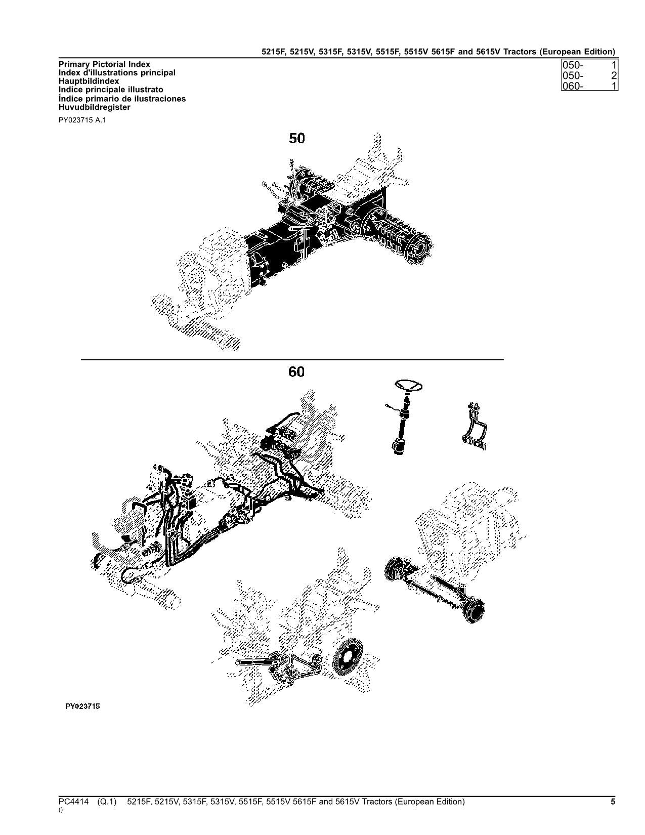 JOHN DEERE 5215F 5215V 5315F 5315V TRAKTOR TEILEKATALOGHANDBUCH