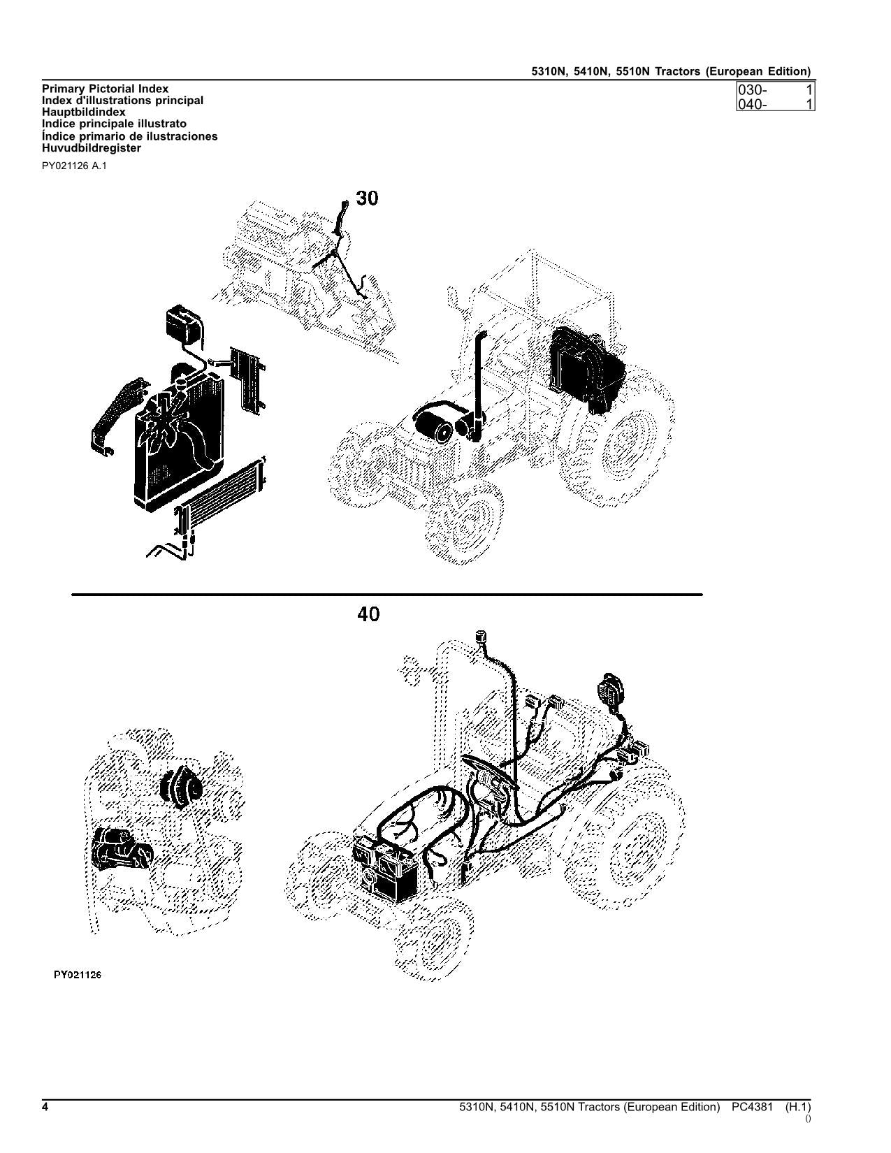 JOHN DEERE 5310N 5410N 5510N TRACTOR PARTS CATALOG MANUAL