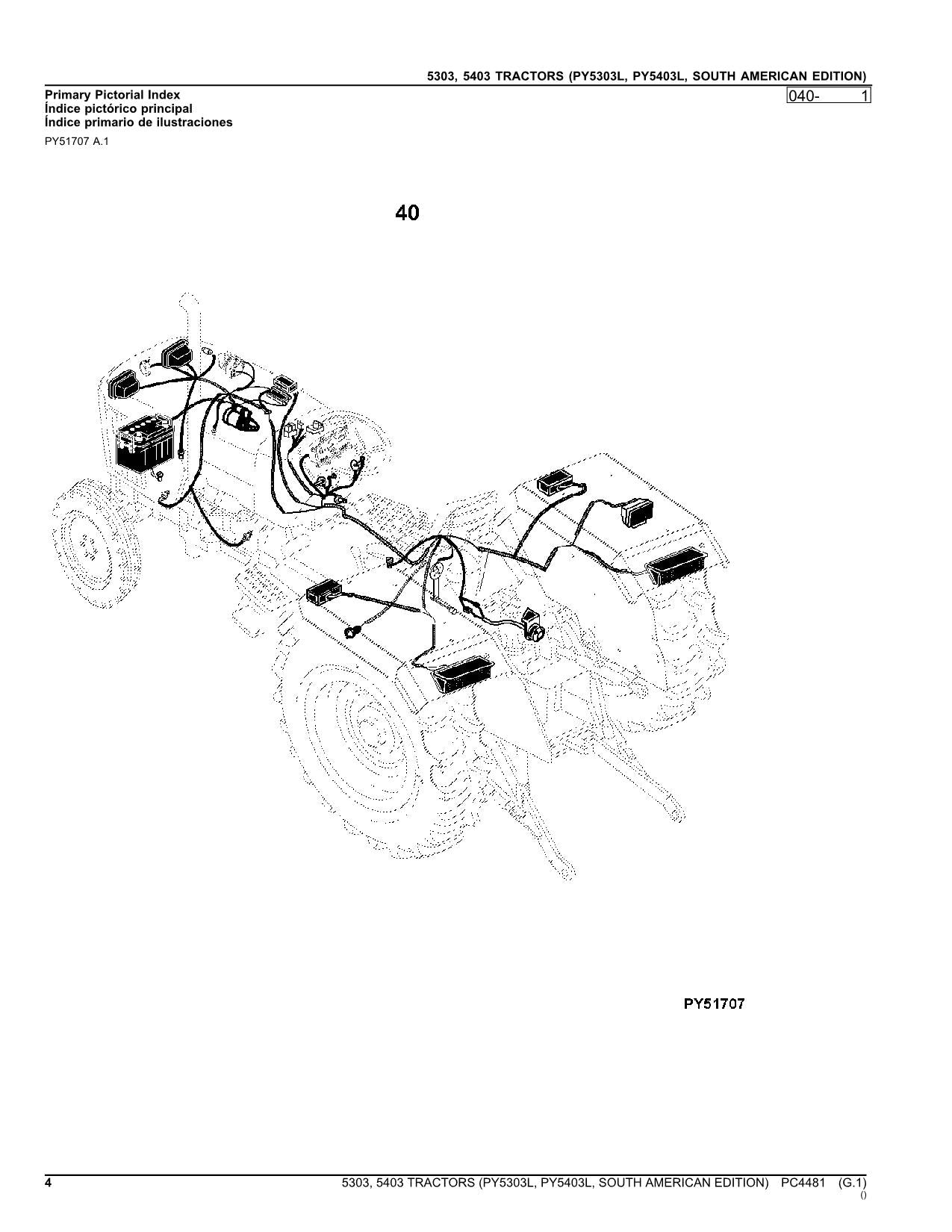 JOHN DEERE 5303 5403 TRACTOR PARTS CATALOG MANUAL SOUTH AMERICAN EDITION