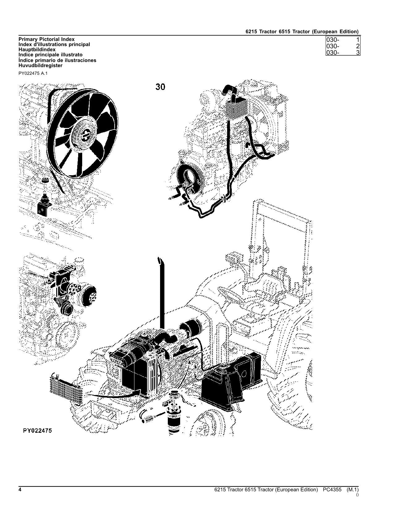 JOHN DEERE 6215 6515 TRACTOR PARTS CATALOG MANUAL