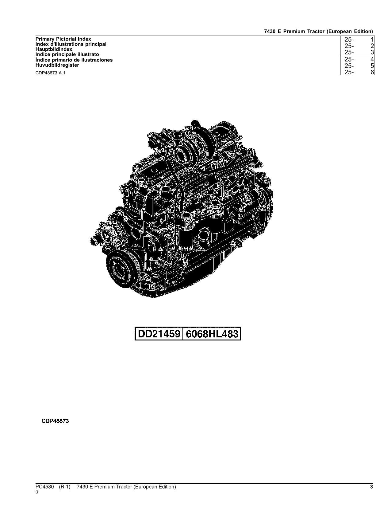 JOHN DEERE 7430 E TRACTOR PARTS CATALOG MANUAL