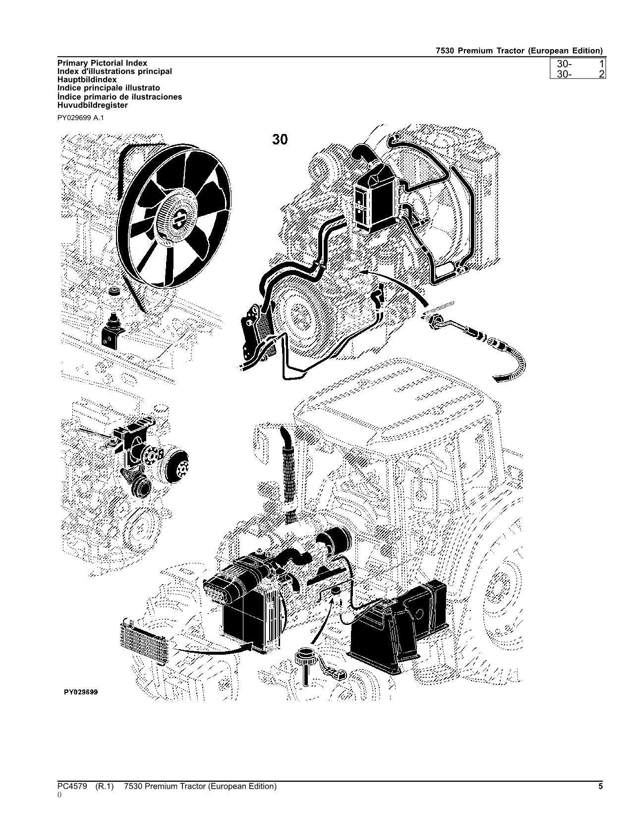 JOHN DEERE 7530 TRAKTOR ERSATZTEILKATALOGHANDBUCH