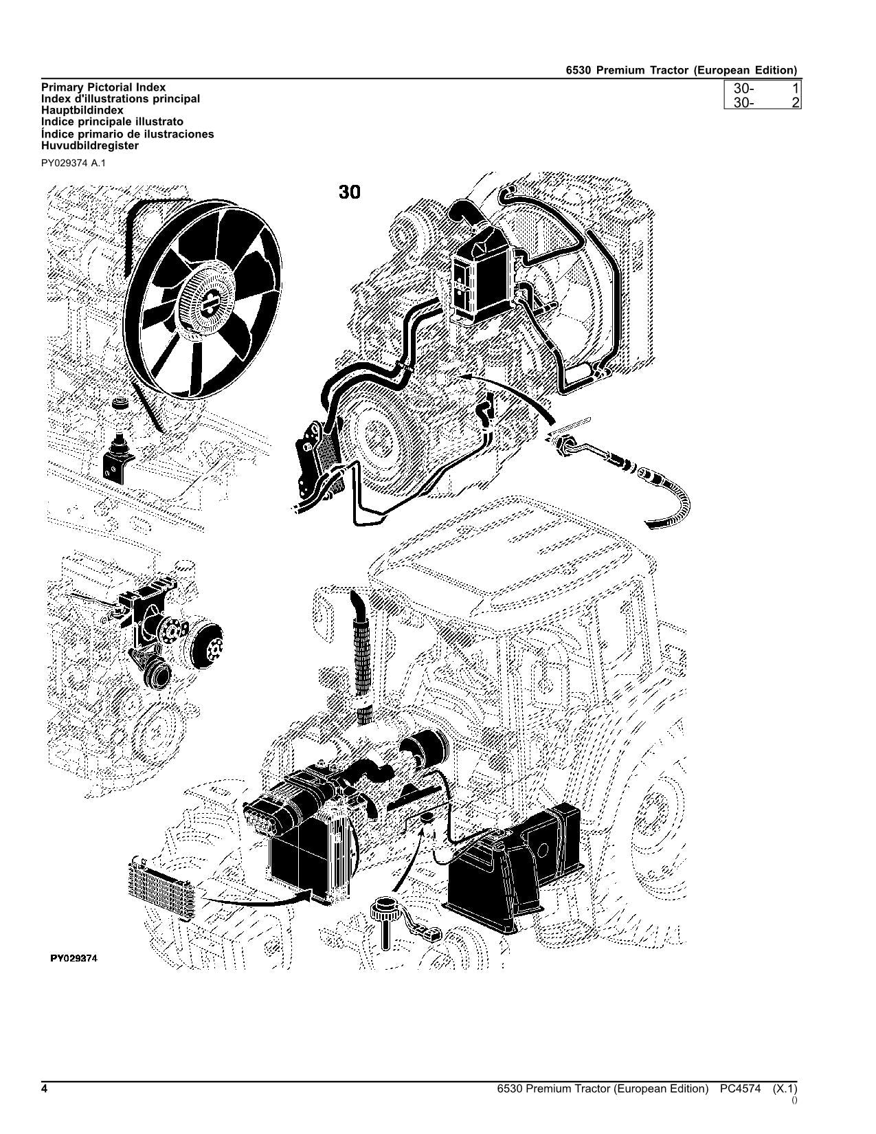 JOHN DEERE 6530 TRACTOR PARTS CATALOG MANUAL ser. EUROPEAN EDITION