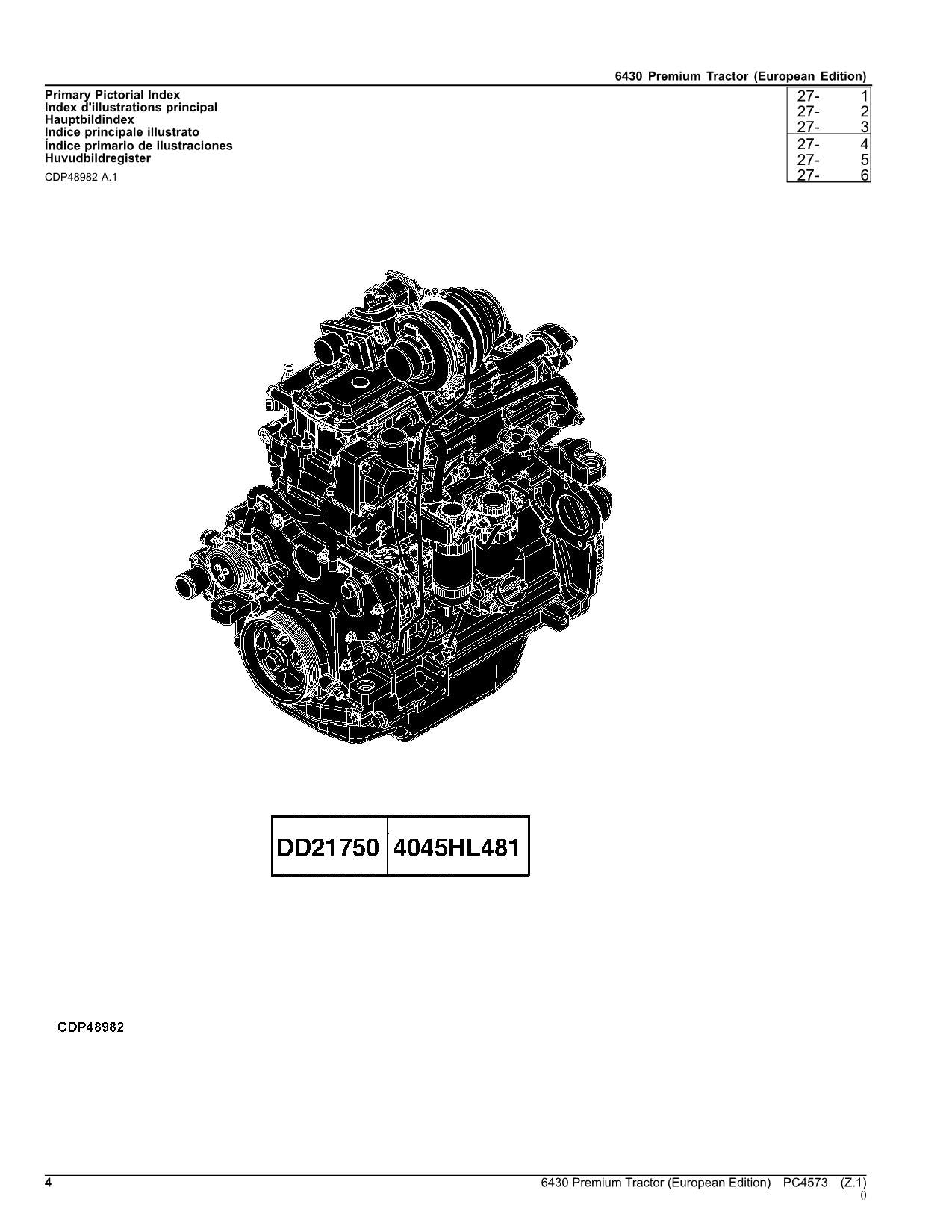 MANUEL DU CATALOGUE DES PIÈCES DU TRACTEUR JOHN DEERE 6430