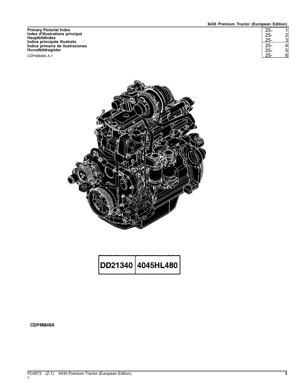 JOHN DEERE 6430 TRAKTOR ERSATZTEILKATALOGHANDBUCH