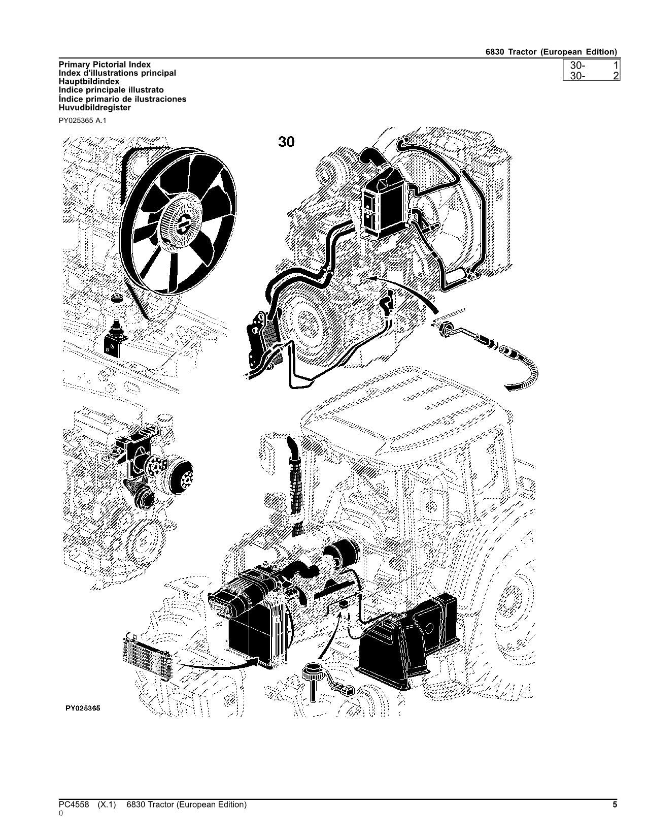 JOHN DEERE 6830 TRACTOR PARTS CATALOG MANUAL