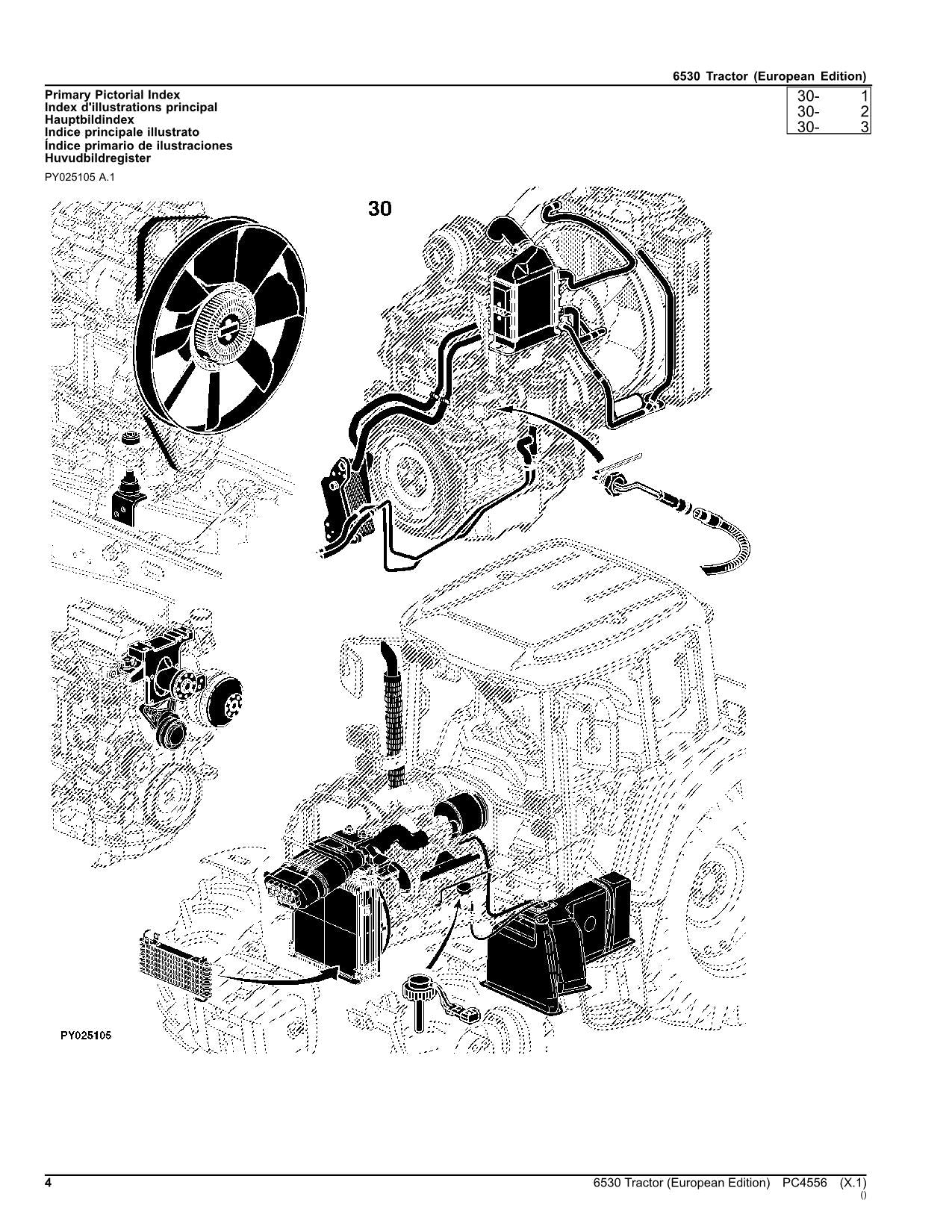 JOHN DEERE 6530 TRACTOR PARTS CATALOG MANUAL EUROPEAN EDITION