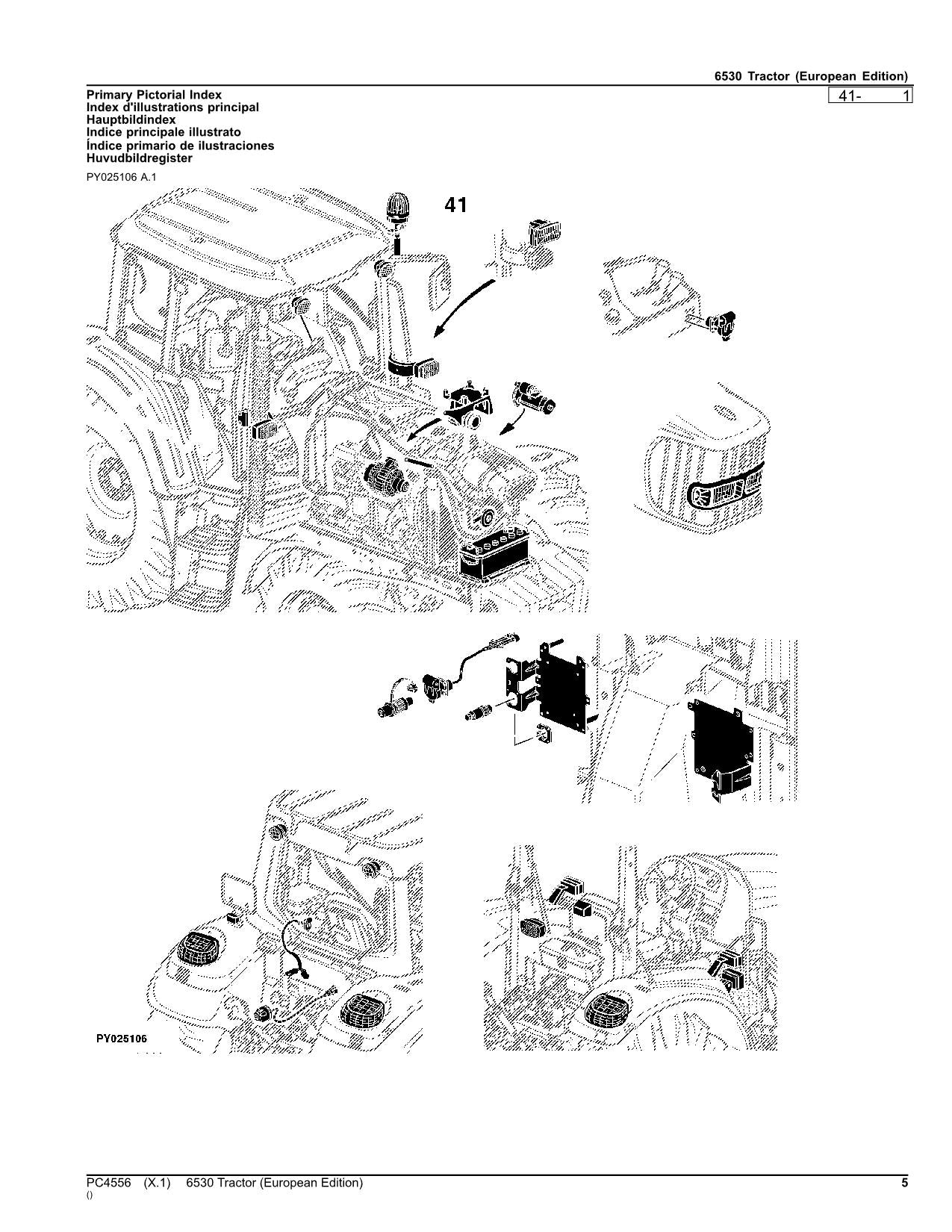 JOHN DEERE 6530 TRACTOR PARTS CATALOG MANUAL EUROPEAN EDITION