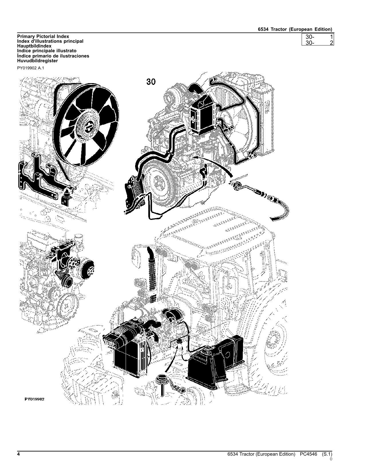 JOHN DEERE 6534 TRACTOR PARTS CATALOG MANUAL ser. EUROPEAN EDITION