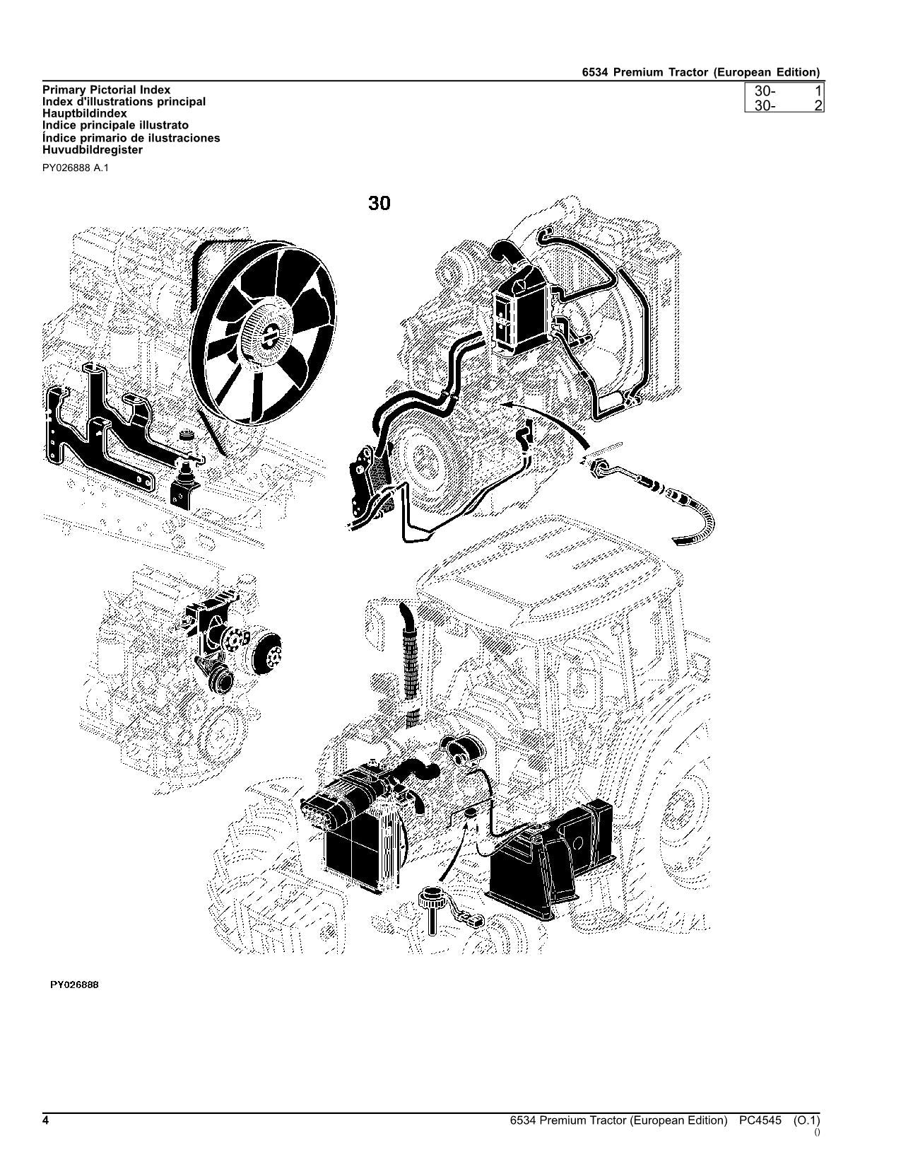 JOHN DEERE 6534 TRACTOR PARTS CATALOG MANUAL EUROPEAN EDIT