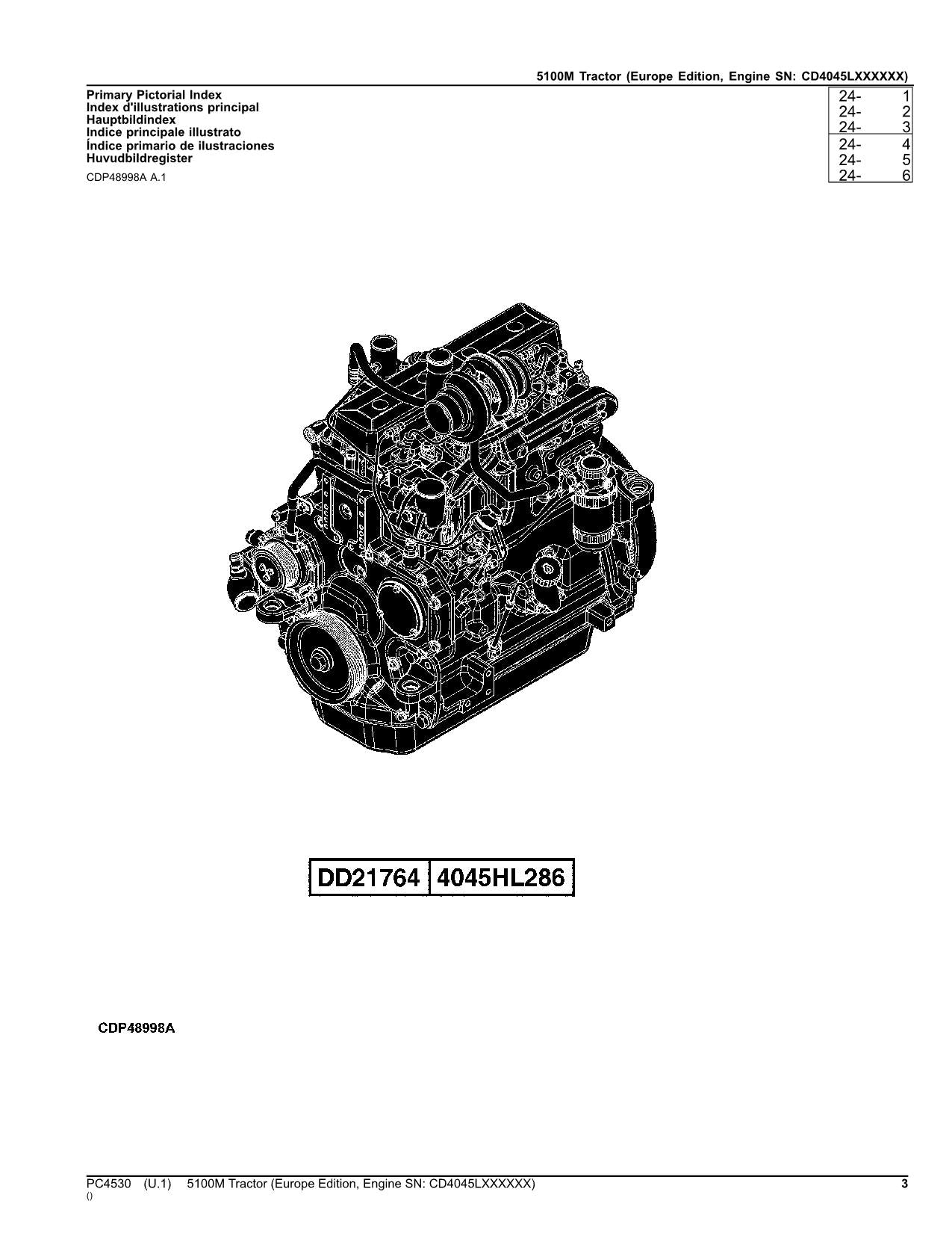 MANUEL DU CATALOGUE DES PIÈCES DU TRACTEUR JOHN DEERE 5100M ÉDITION EUROPÉENNE