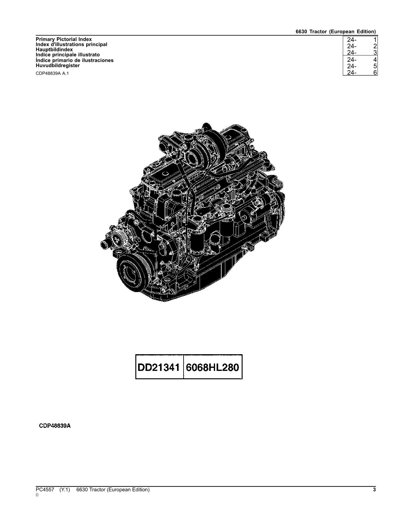 JOHN DEERE 6630 TRAKTOR ERSATZTEILKATALOGHANDBUCH ser.EUROPÄISCHE AUSGABE