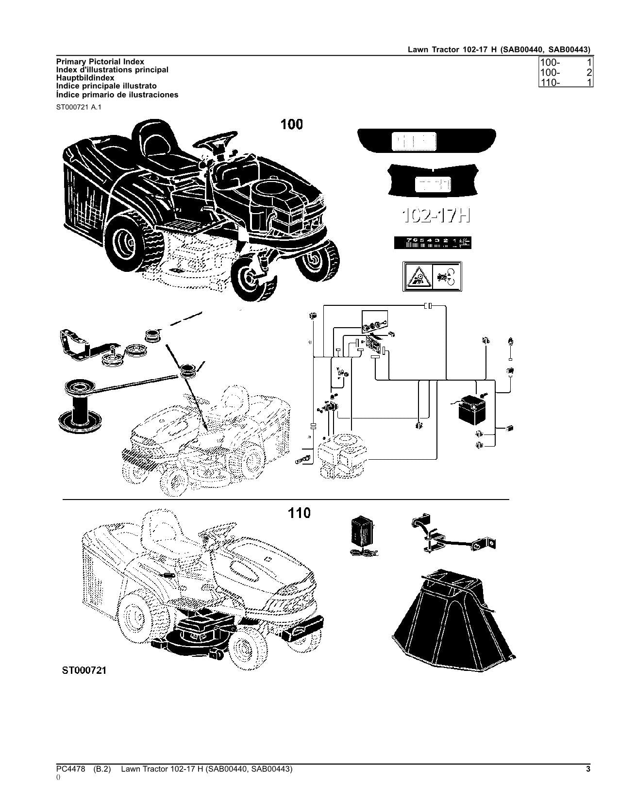 JOHN DEERE 102-17 H SAB00440 SAB00443 TRAKTOR TEILEKATALOGHANDBUCH