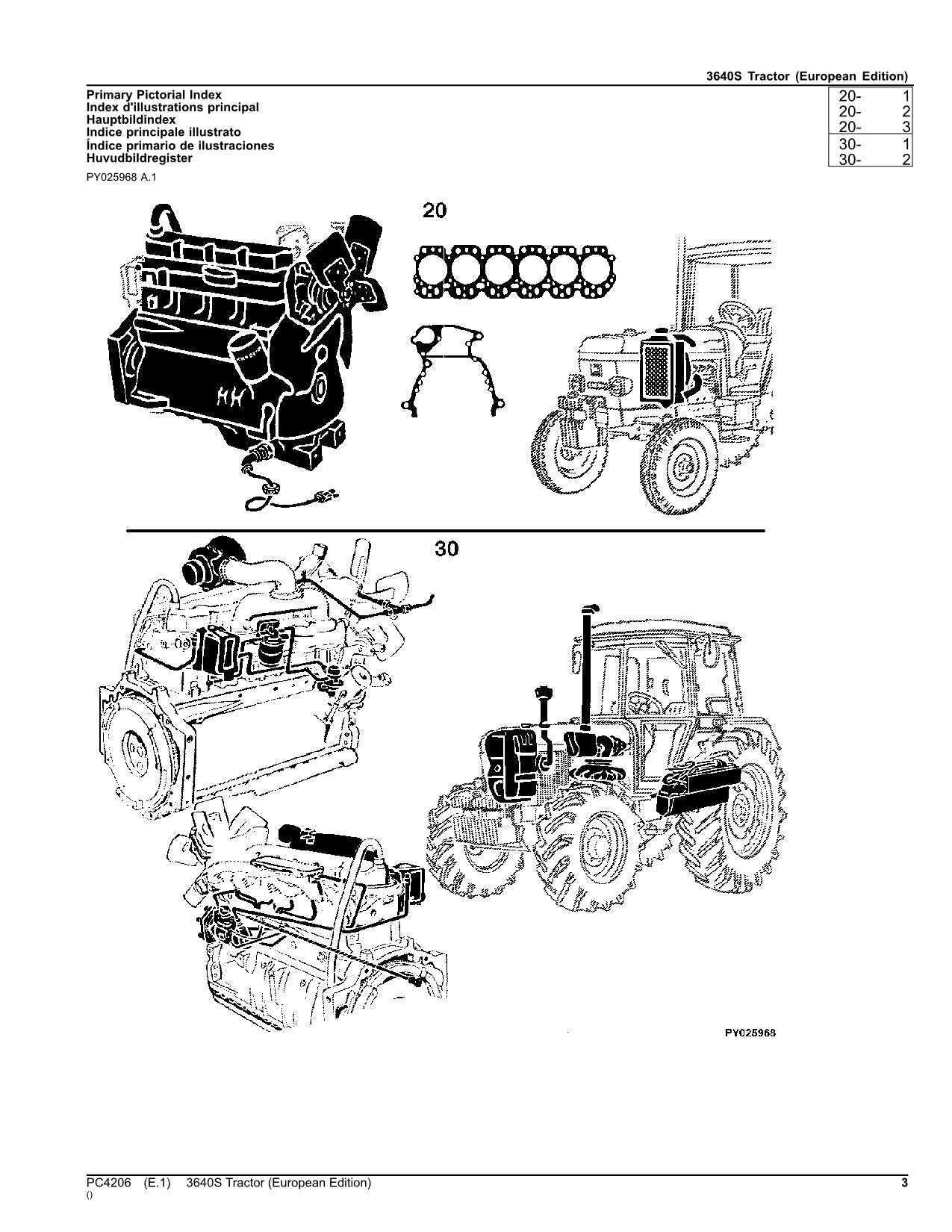 JOHN DEERE 3640S TRAKTOR-TEILEKATALOGHANDBUCH