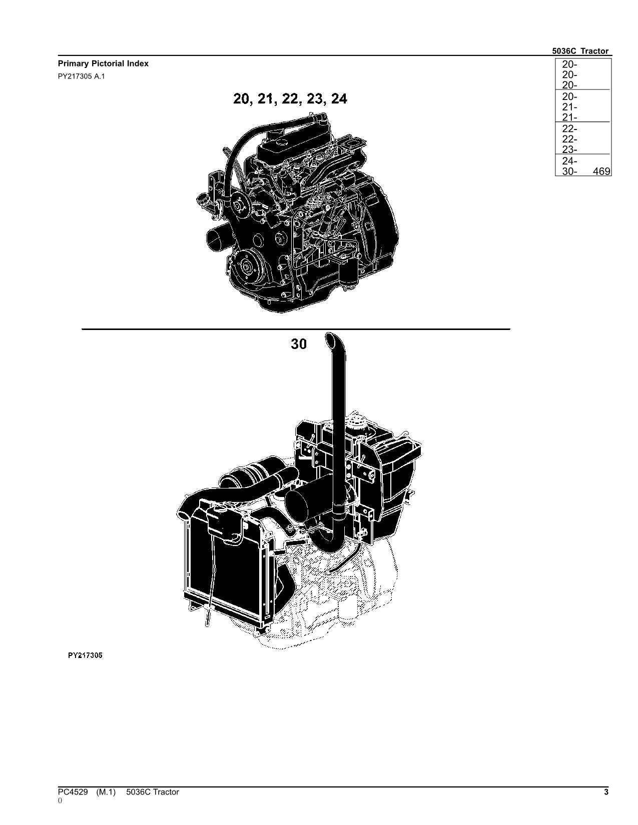 JOHN DEERE 5036C TRAKTOR ERSATZTEILKATALOGHANDBUCH PC4529