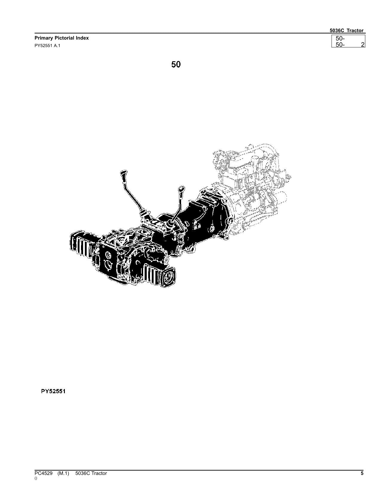 JOHN DEERE 5036C TRAKTOR ERSATZTEILKATALOGHANDBUCH PC4529