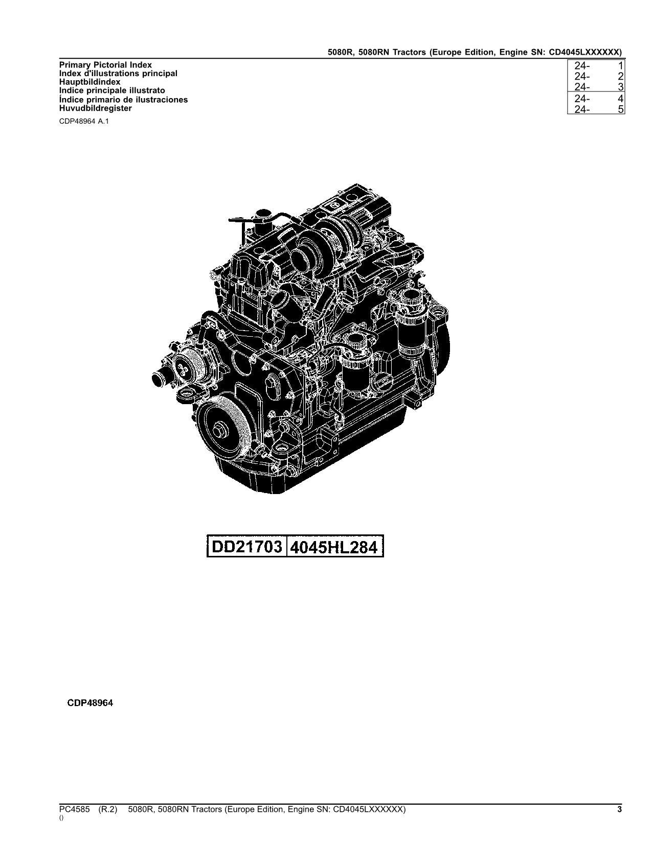 JOHN DEERE 5080R 5080RN TRACTOR PARTS CATALOG MANUAL