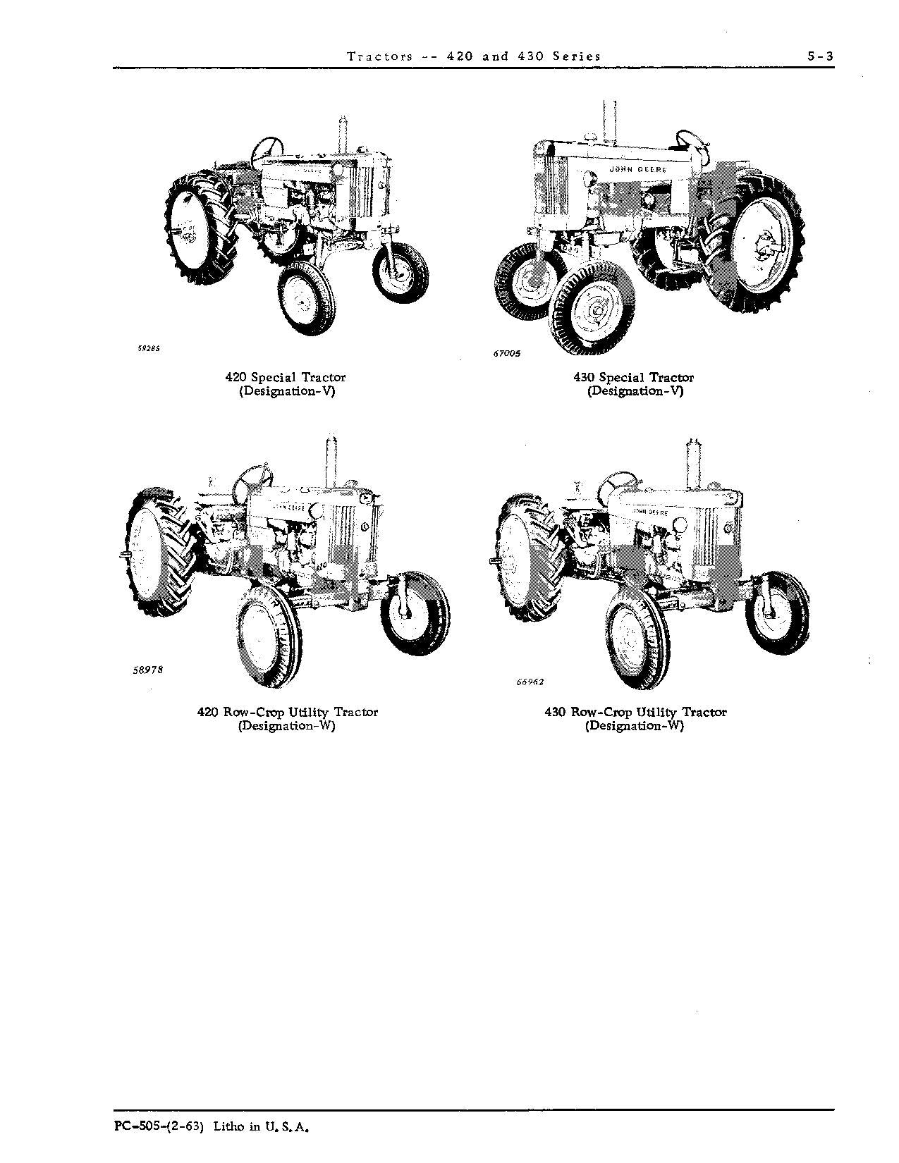 JOHN DEERE 420 430 TRACTOR PARTS CATALOG MANUAL