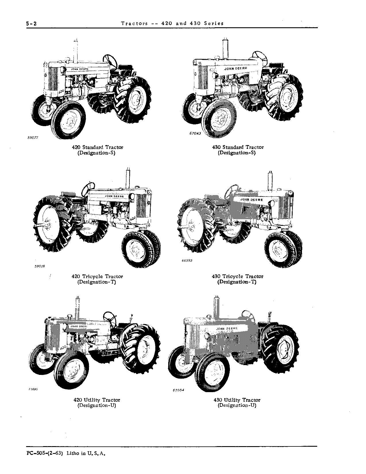 JOHN DEERE 420 430 TRACTOR PARTS CATALOG MANUAL