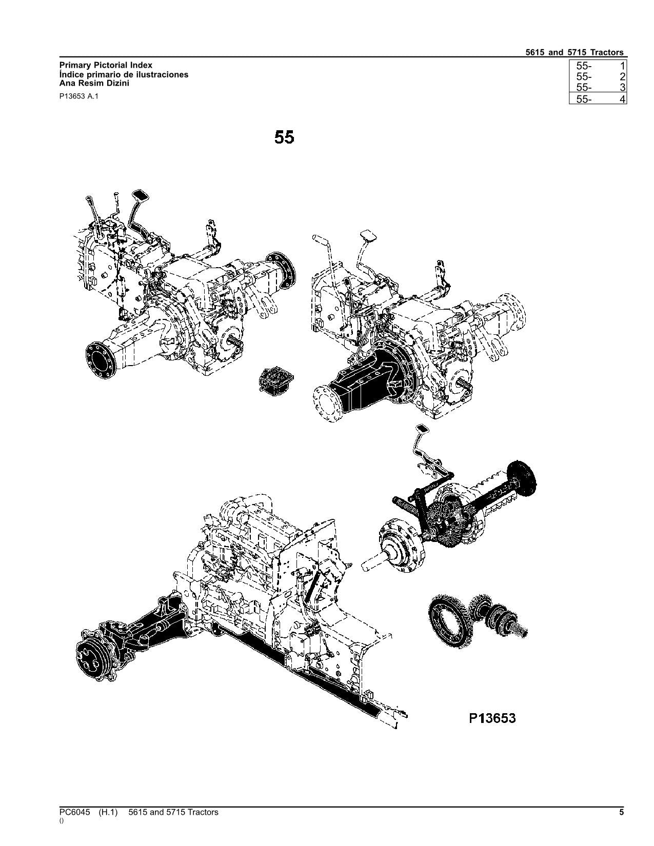 JOHN DEERE 5615 5715 TRACTOR PARTS CATALOG MANUAL