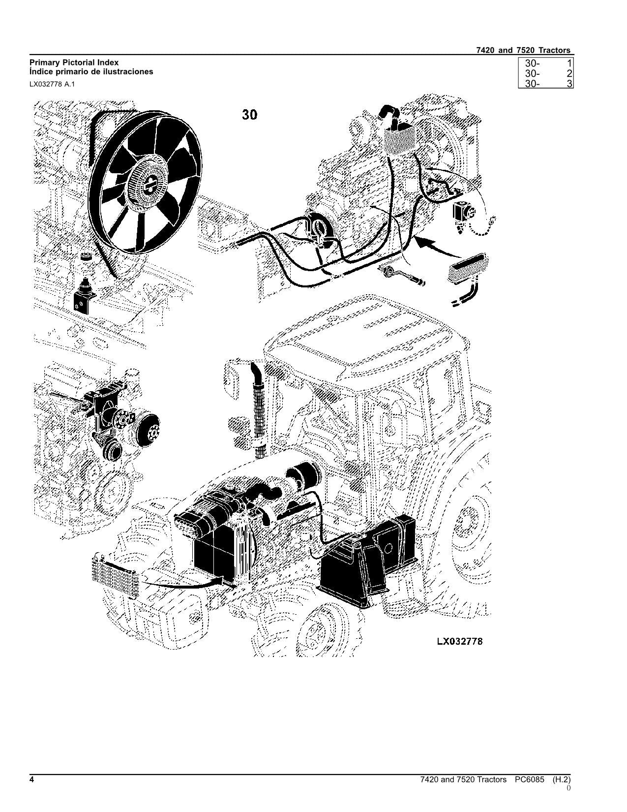 JOHN DEERE 7420 7520 TRAKTOR ERSATZTEILE KATALOGHANDBUCH