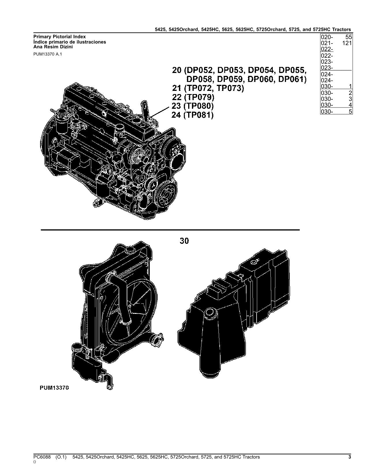 JOHN DEERE 5425 5425H 5425HC 5625 TRACTOR PARTS CATALOG MANUAL