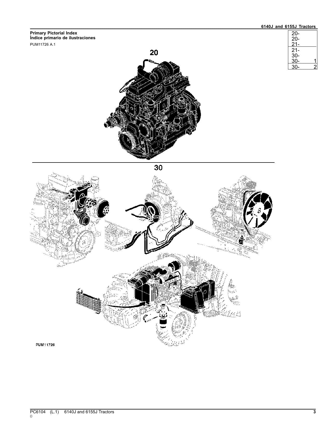 JOHN DEERE 6140J 6155J TRACTOR PARTS CATALOG MANUAL