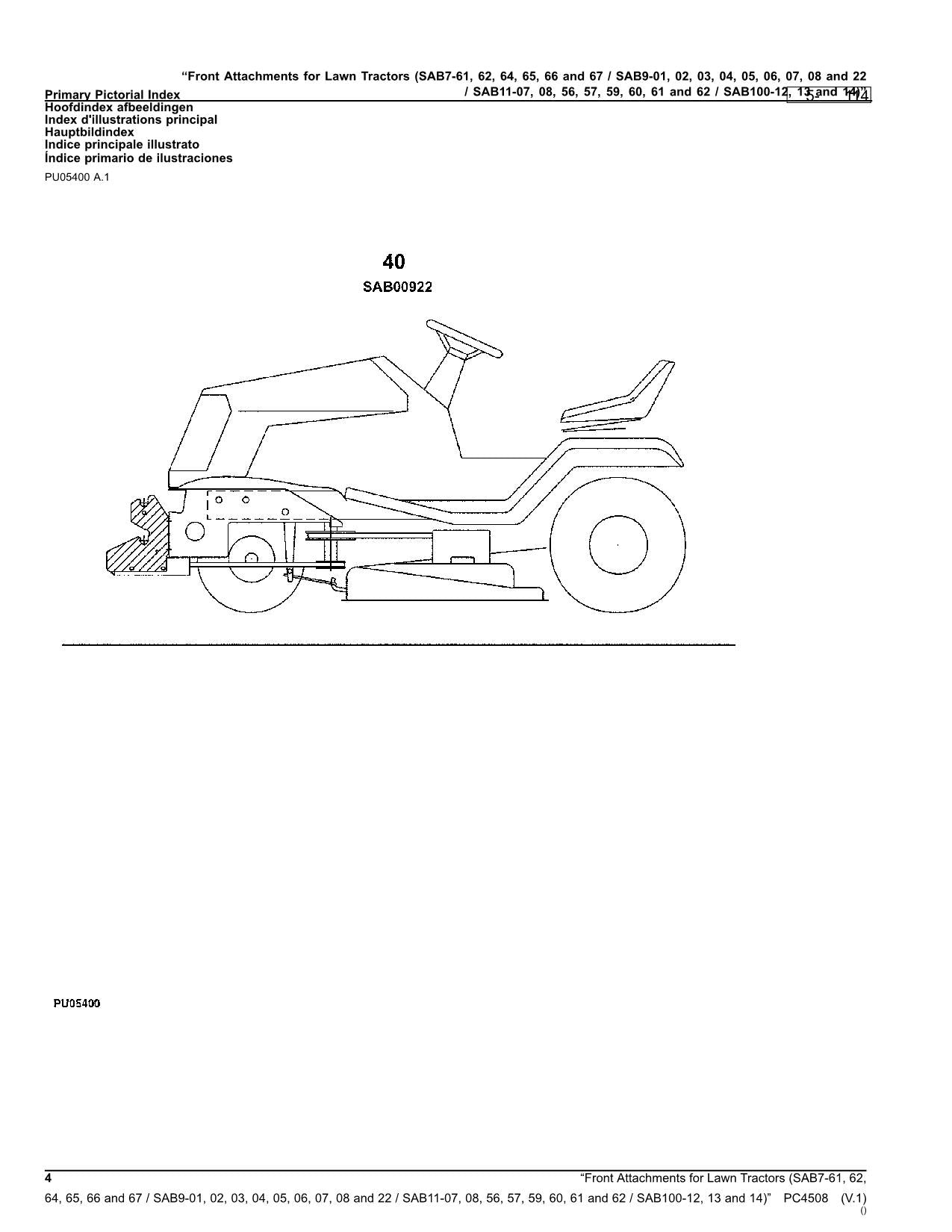 MANUEL DU CATALOGUE DES PIÈCES DE RECHANGE POUR TRACTEUR JOHN DEERE SAB00761 SAB00762 SAB00764