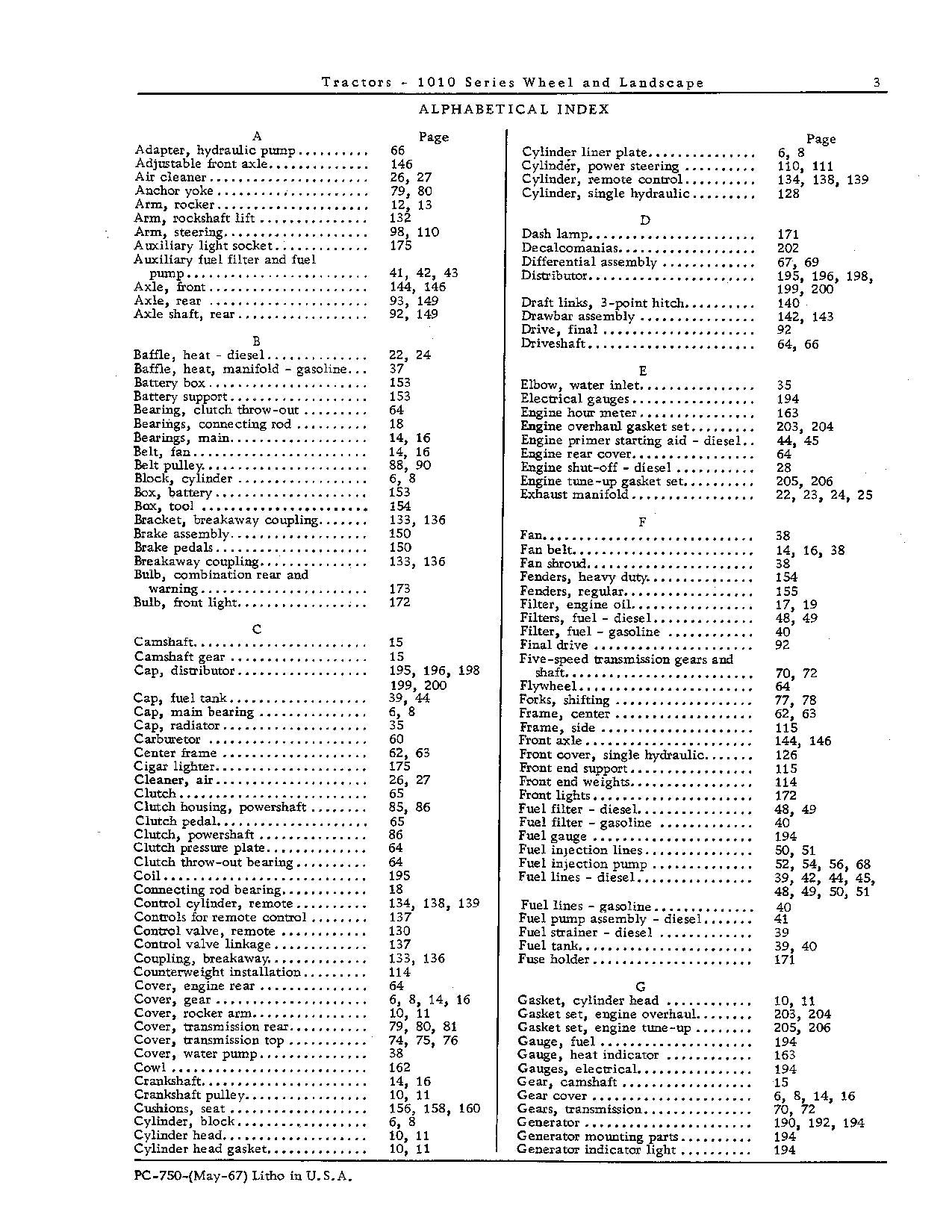 MANUEL DU CATALOGUE DES PIÈCES DU TRACTEUR JOHN DEERE 1010 031001-042000,042001-