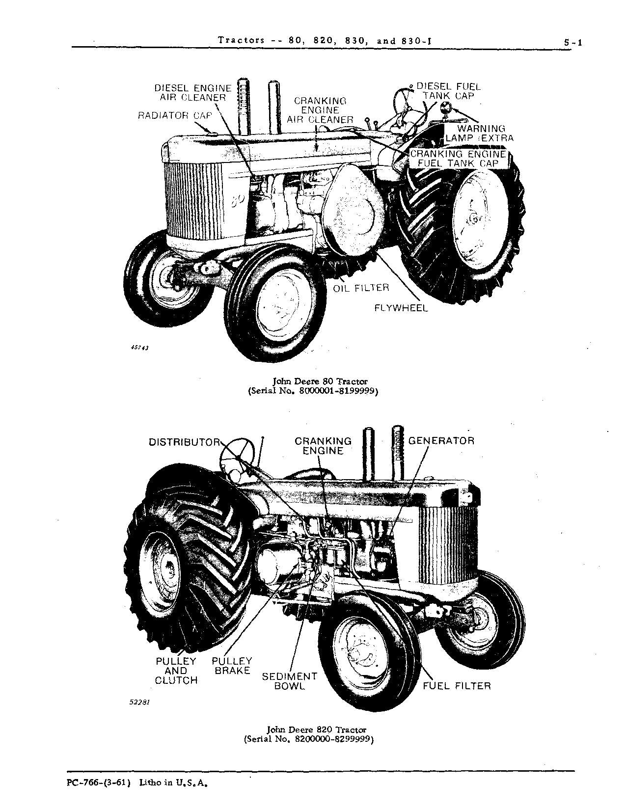 JOHN DEERE 80 820 830 TRACTOR PARTS CATALOG MANUAL