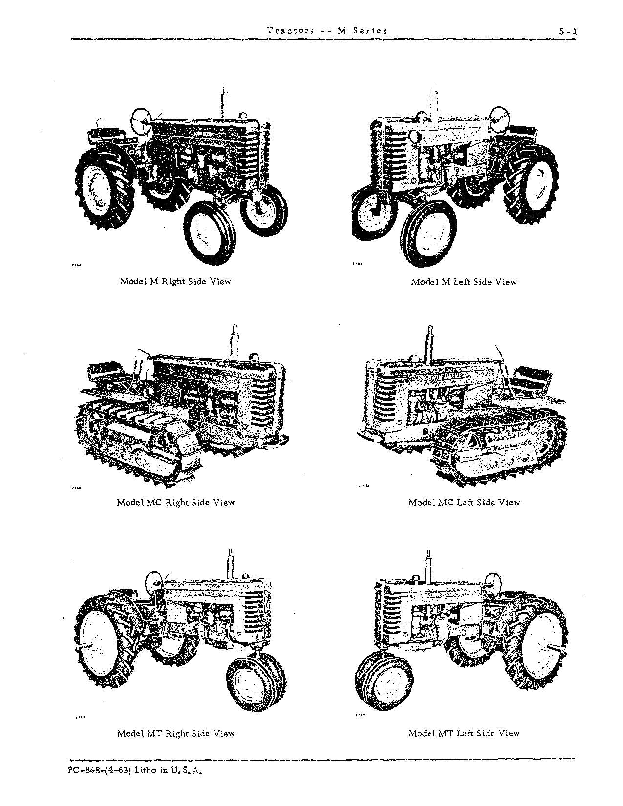 JOHN DEERE M MC MI MT TRACTOR PARTS CATALOG MANUAL