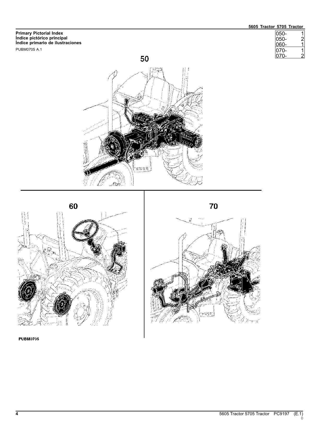 JOHN DEERE 5605 5705 TRACTOR PARTS CATALOG MANUAL