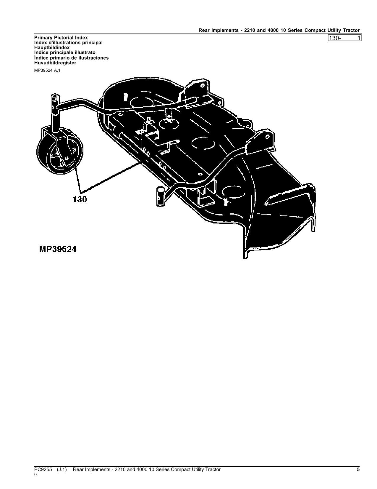 JOHN DEERE 2210 4000 TRACTOR PARTS CATALOG MANUAL